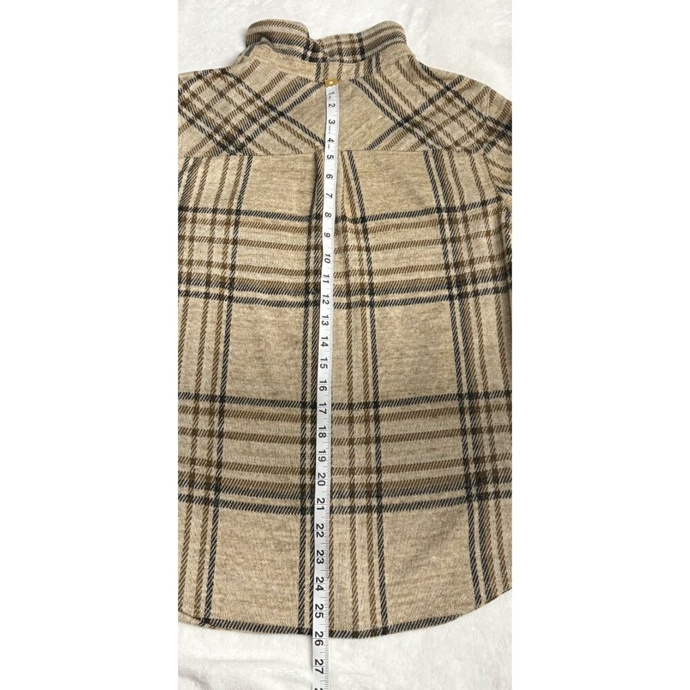 Plaid Button-Up Beige & Tan Long Sleeve Shirt Womens Size Medium CI Sono - Picture 8 of 13